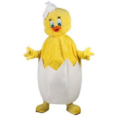Kuiken kostuum met ei Complete kuiken mascotte met ei
